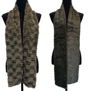 Taupe Brown & Gray soft shiny scarf bundle fall winter